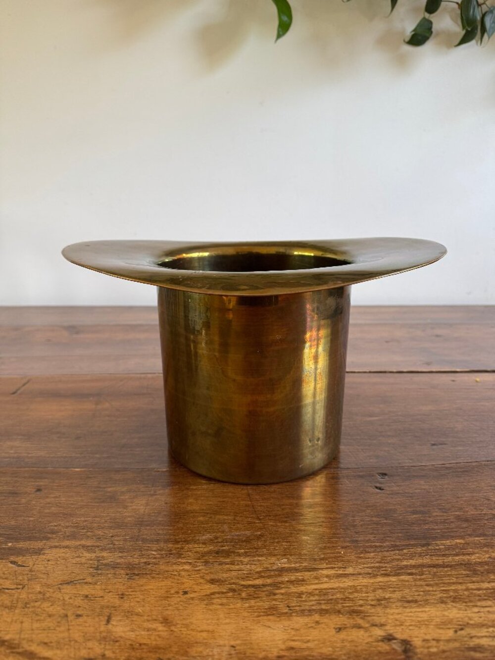 Vintage Large Brass Top Hat Ice Bucket - Vintage Brass Wine Chiller